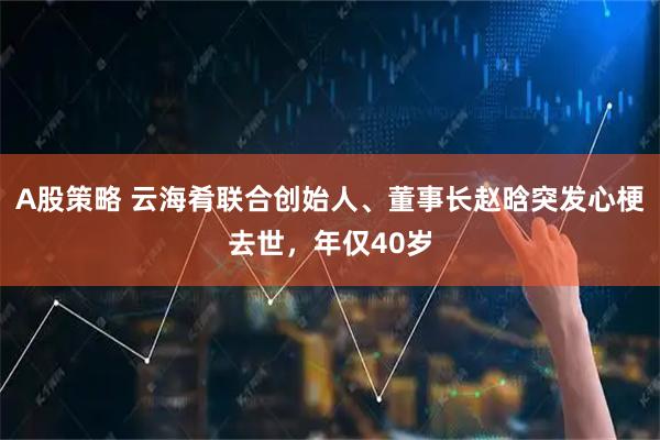 A股策略 云海肴联合创始人、董事长赵晗突发心梗去世，年仅40岁